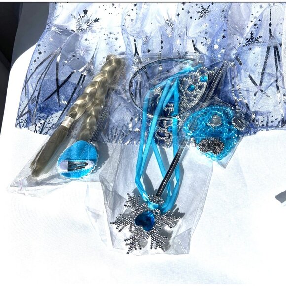 Frozen Elsa Snow Queen Costume Set Halloween Elsa Costume Size 140 (8-10 yrs) - Picture 3 of 8
